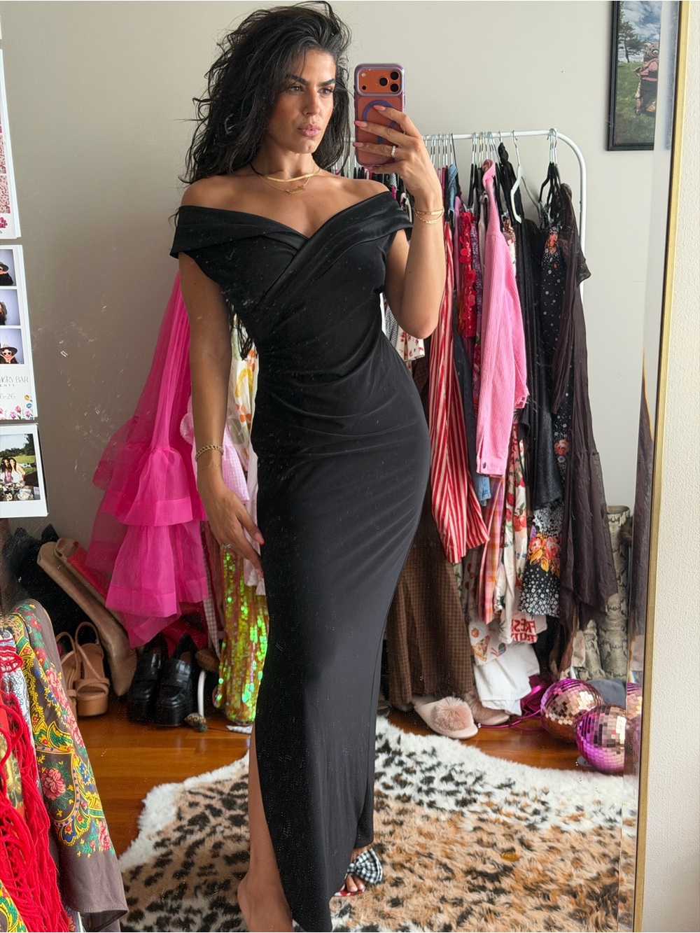 Lauren Ralph Lauren Black Off-Shoulder Maxi Dress